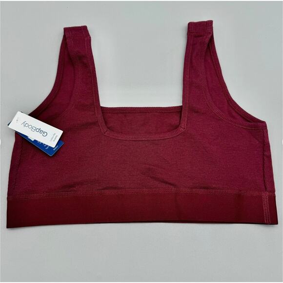 Gap Body Bralette Womens Medium Red Cotton Rib Lounge Athleisure Comfy Stretch - Picture 8 of 10